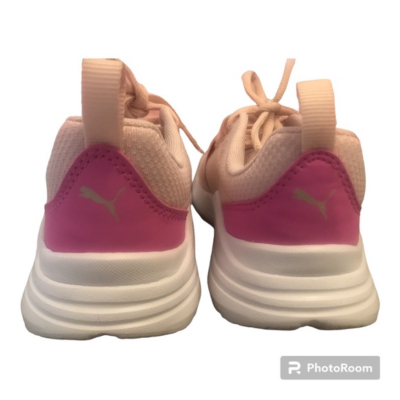 PUMA Girl’s Kids Pink White Running Shoes Sneakers - Size 3 - Picture 3 of 6